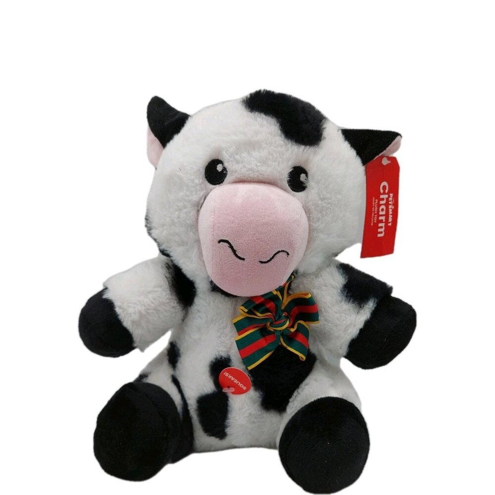 Pet Smart Charm Cow 12" Plush Stuffed Animal Dog Toy Squeaker Barnyard w TAGS